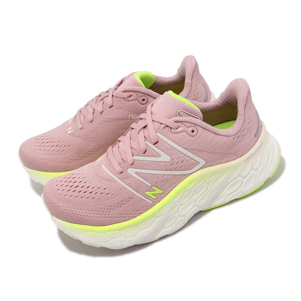 New Balance 慢跑鞋 More V4 D 寬楦 女鞋 粉 黃 厚底 緩震 反光 運動鞋 NB 紐巴倫 WMORCI4-D