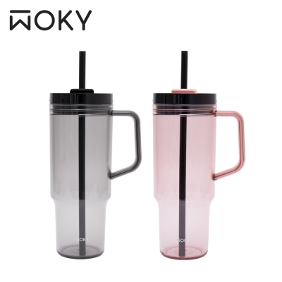 【WOKY 沃廚】WOKY 把手吸管冰壩杯1200ml