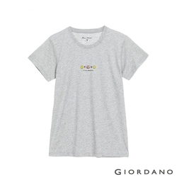 GIORDANO 女裝笑臉印花短袖T恤 - 12 中花灰