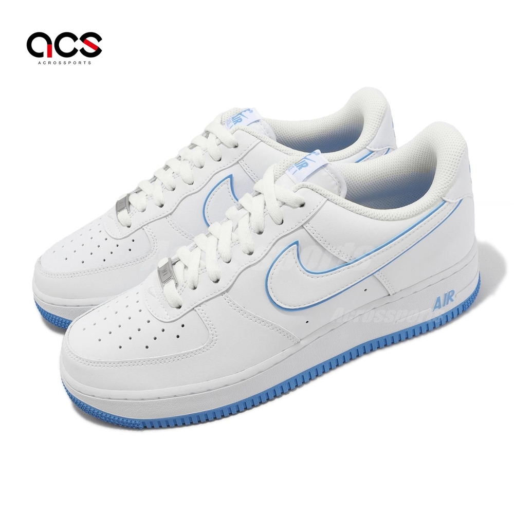 Nike 休閒鞋Air Force 1 07 男鞋白水藍AF1 滾邊經典百搭DV0788-101