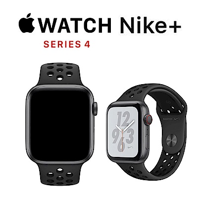 Apple Nike+ S4 GPS+網路 40mm 太空灰鋁金屬錶殼搭黑色運動型錶帶