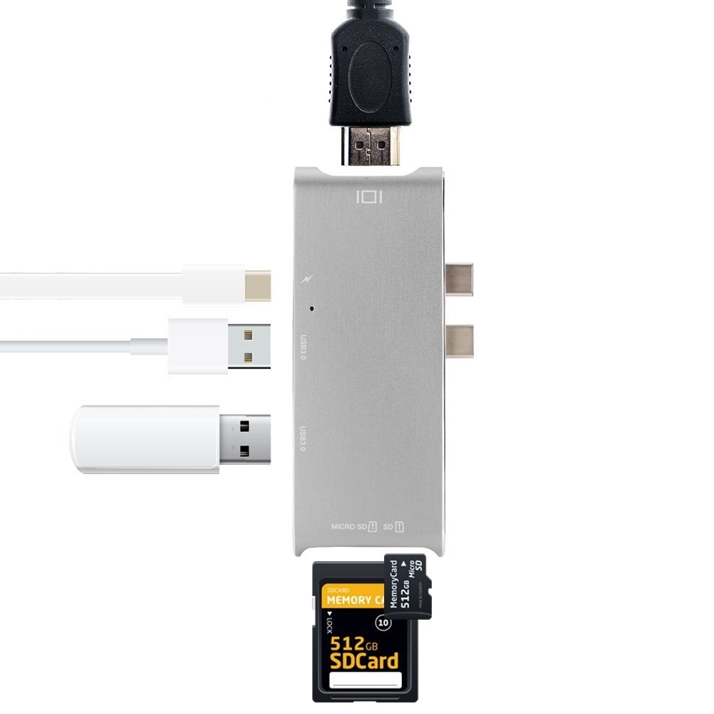 五合一 多功能PD充電 USB Type C HUB 集線器(YC-204B)