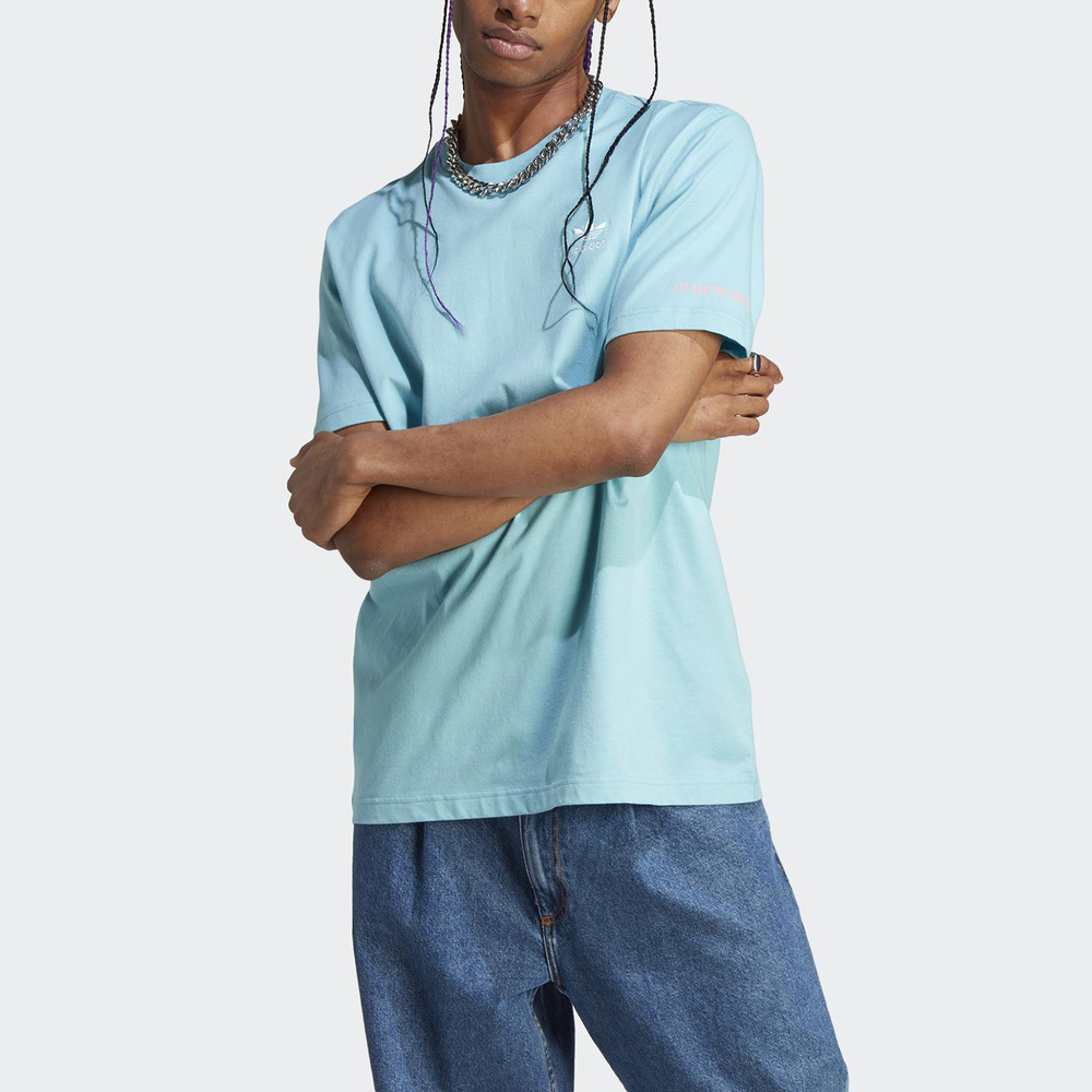 Adidas Pride Graph Tee IU0054 男 短袖上衣 T恤 亞洲版 休閒 聯名 寬鬆 舒適 淺藍