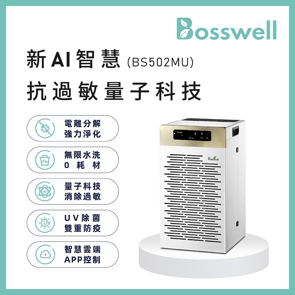 【BOSSWELL博士韋爾】新AI智慧-BS502MU過敏量子科技清淨機8-30坪