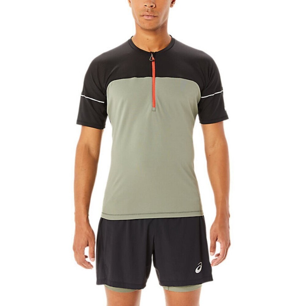 Asics [2011B895-300] 男 短袖上衣 T恤 運動 慢跑 半襟 國際版 防潑水 大後袋 亞瑟士 奶綠 黑
