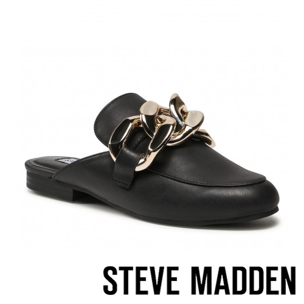 STEVE MADDEN-KIKI 大飾釦平底穆勒拖鞋-黑色