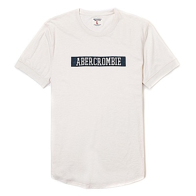 麋鹿 AF A&F 經典印刷文字圖案短袖T恤-白色