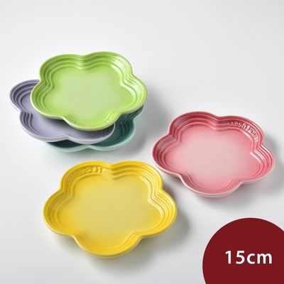 Le Creuset 花形淺盤組 15cm 5入 櫻花粉/薄荷綠/粉彩紫/奇異果綠/閃亮黃