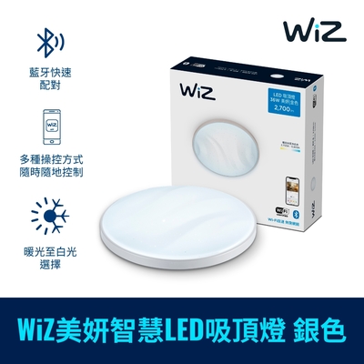 Philips 飛利浦 Smart LED WiZ 智慧照明 美妍智慧 LED吸頂燈-銀色(PW011)