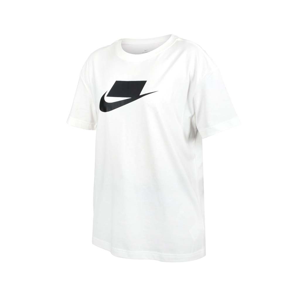 NIKE 女短袖T恤-純棉 慢跑 休閒 上衣 DB9828-100 白黑