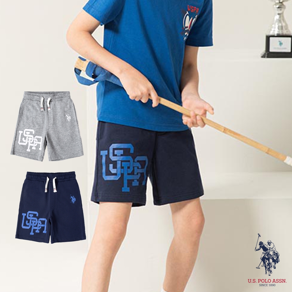 U.S. POLO ASSN.男童字母印花短褲-兩色任選