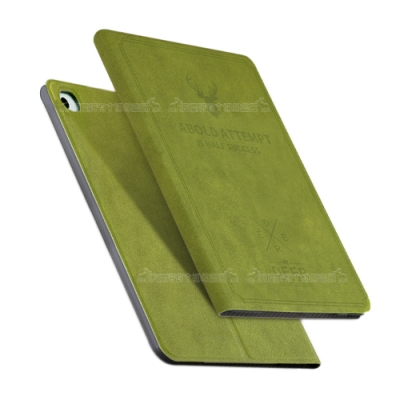 VXTRA iPad Pro 10.5吋 北歐鹿紋風格平板皮套 防潑水立架保護套(森林綠)
