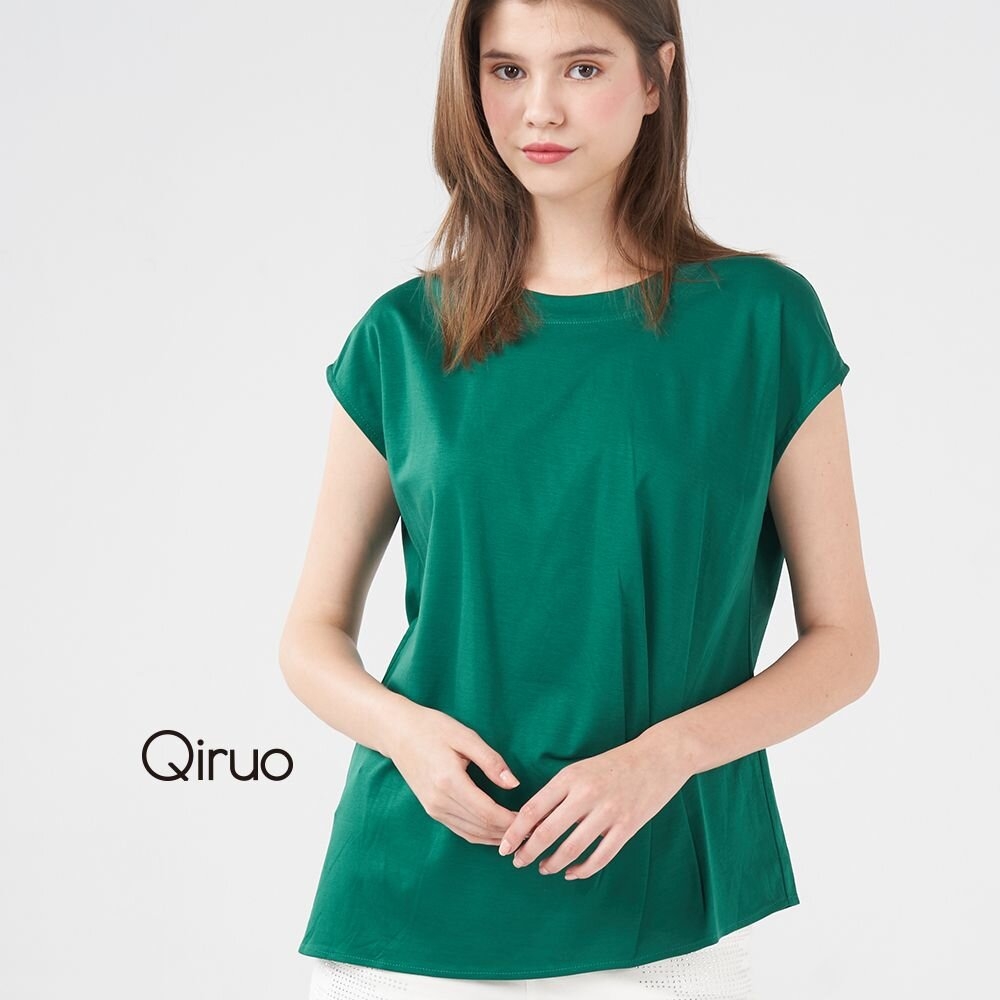【Qiruo 奇若名品】春夏專櫃綠色上衣1303A 抓皺造型設計