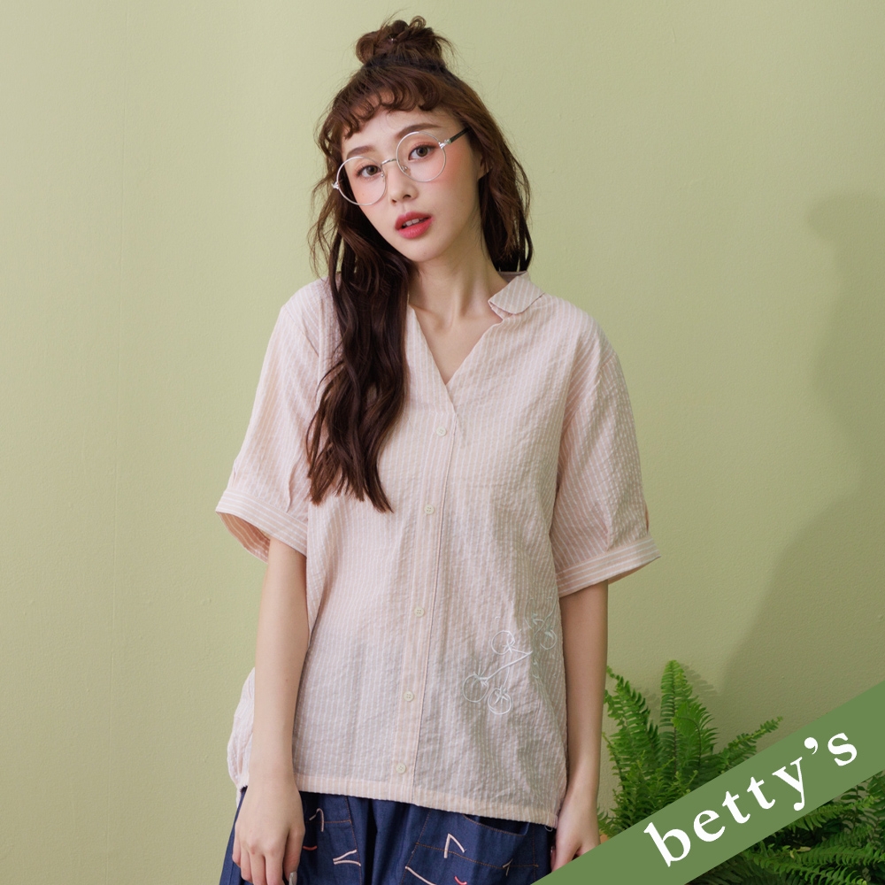 betty’s貝蒂思　V領條紋休閒上衣(卡其色)