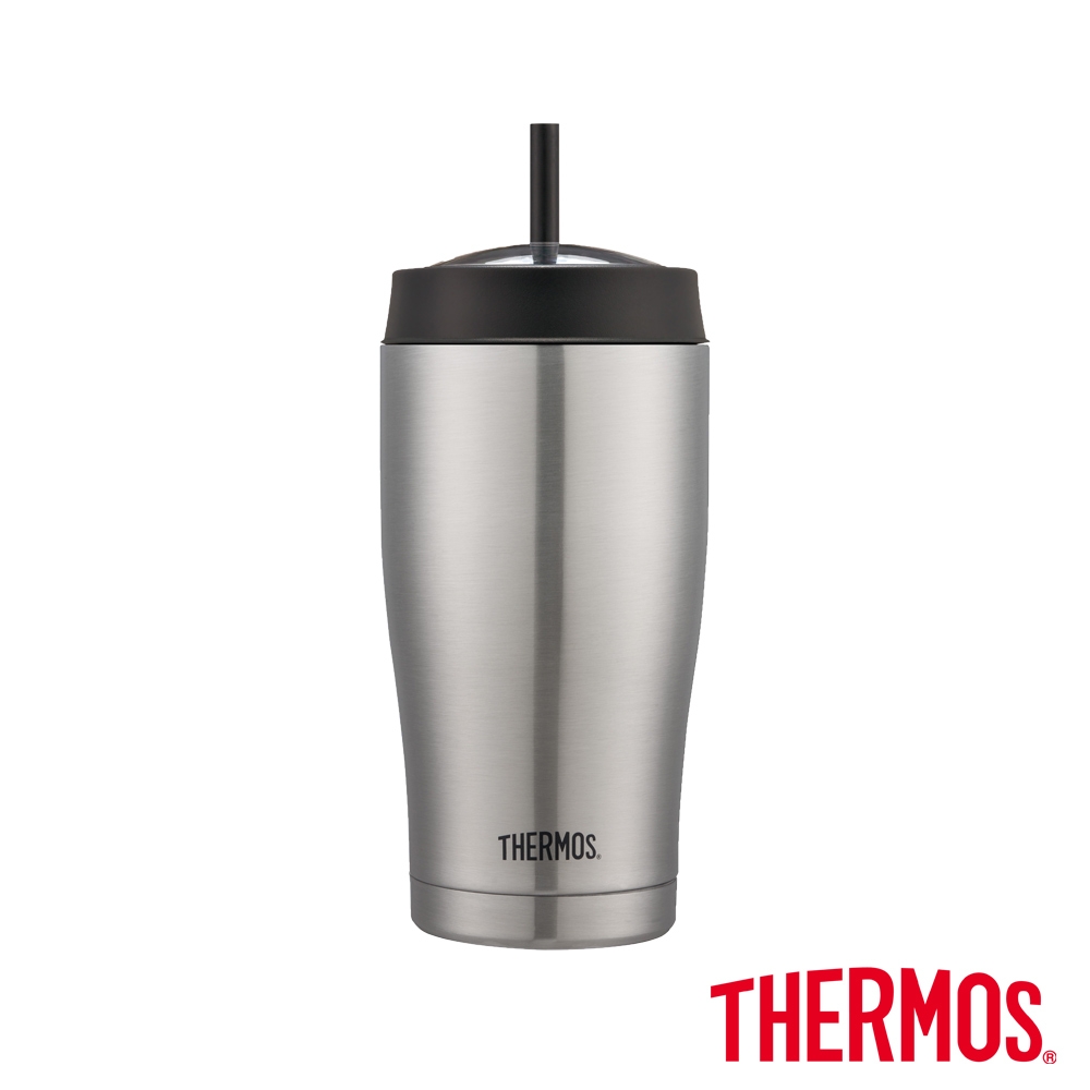 THERMOS膳魔師 不鏽鋼真空吸管隨行瓶0.65L(TS405SS)(不銹鋼色)
