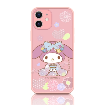 正版授權 My Melody 美樂蒂 iPhone 12 mini 5.4吋 粉嫩防滑保護殼(櫻花祭典)