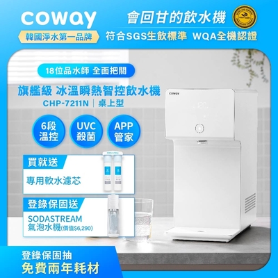 Coway 純淨水極光 濾淨智控飲水機 冰溫瞬熱桌上型 CHP-7211N (含原廠到府基本安裝)