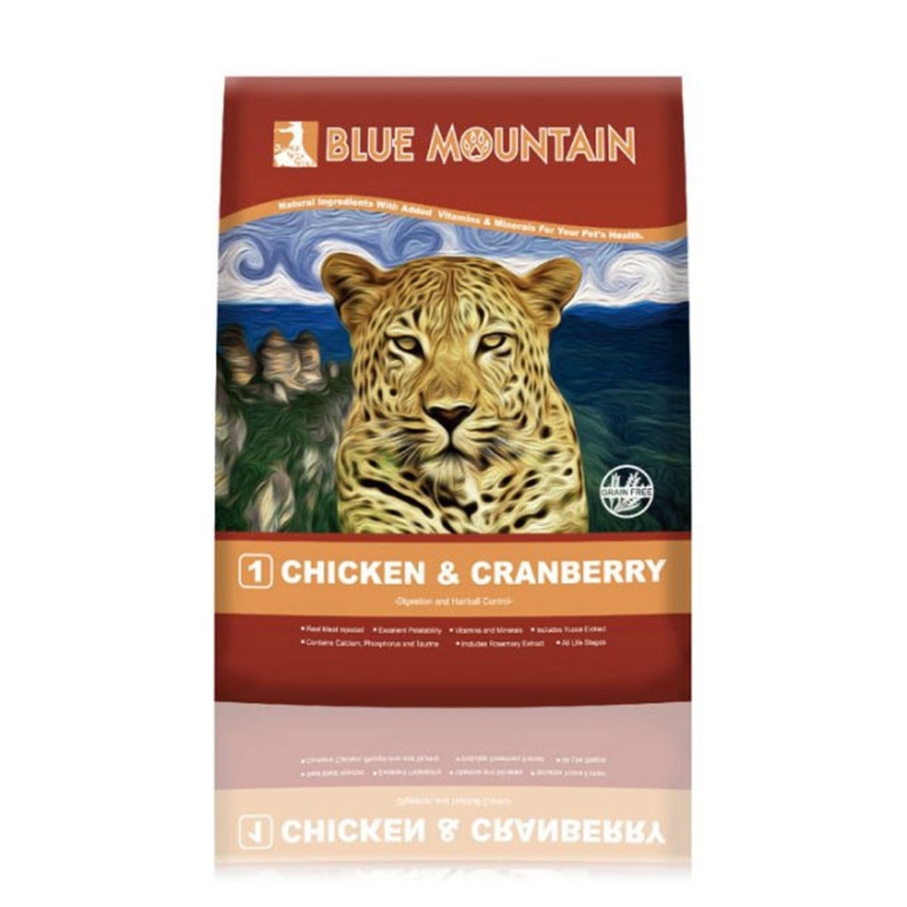 Blue Mountain荒野藍山-無穀專用配方糧-腸胃保健-雞肉+蔓越莓(貓食)14 lbs(購買第二件贈送寵物零食x1包)