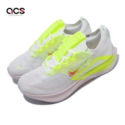 nike 慢跑鞋 w zoom fly 4 prm 女鞋 氣墊 路跑 白 螢光黃 dn2658101