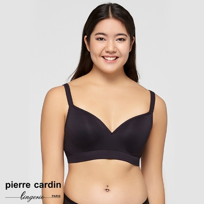 【pierre cardin 皮爾卡登女性內衣】一體成型高包覆針織無鋼圈內衣-黑