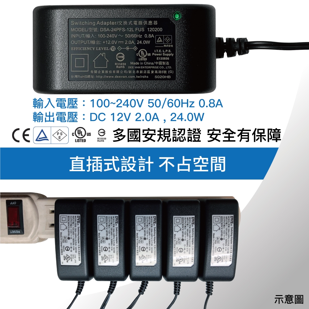 CHICHIAU】DVE監視器攝影機專用電源變壓器DC 12V 2A | 監控居家週邊