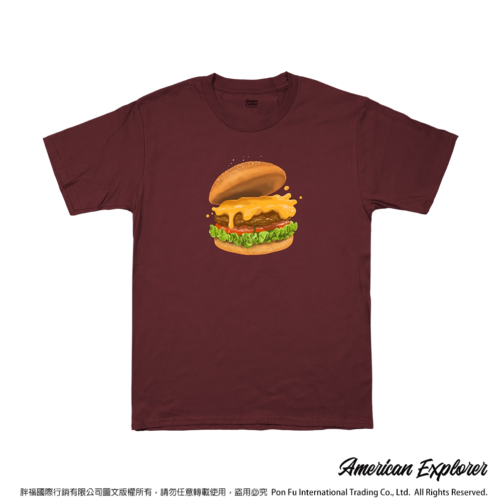 American Explorer 美國探險家 印花T恤(客製商品無法退換) 圓領 美國棉 T-Shirt 獨家設計款 棉質 短袖 -漢堡