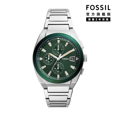 FOSSIL Everett 都會運動風計時手錶 銀色不鏽鋼鍊帶 42MM FS5964