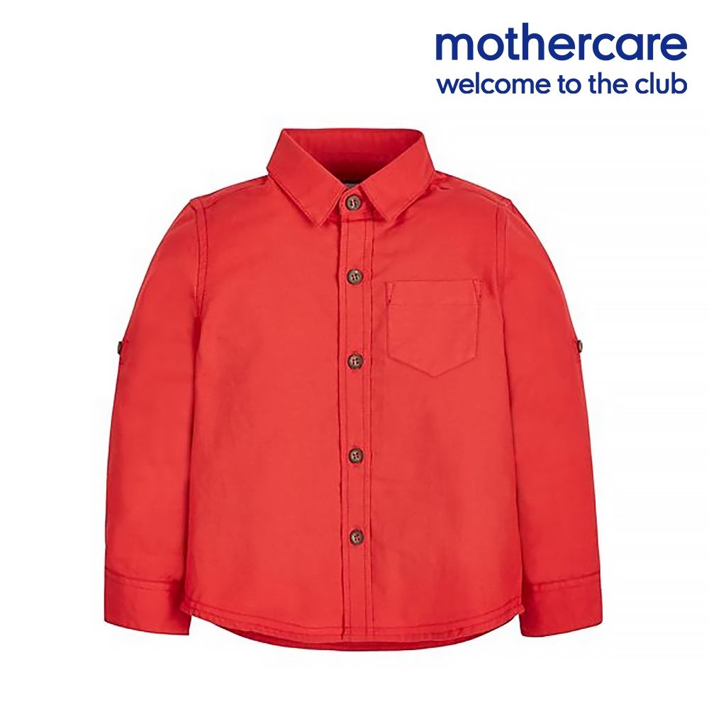 mothercare 專櫃童裝 橘紅混色捲袖襯衫 (4歲)