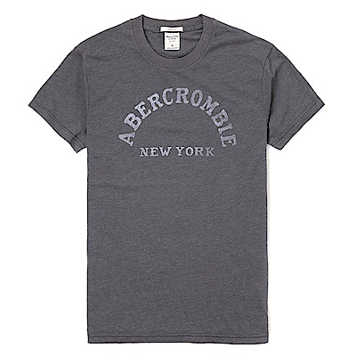 麋鹿 AF A&F 經典文字刷舊設計短袖T恤-深灰色