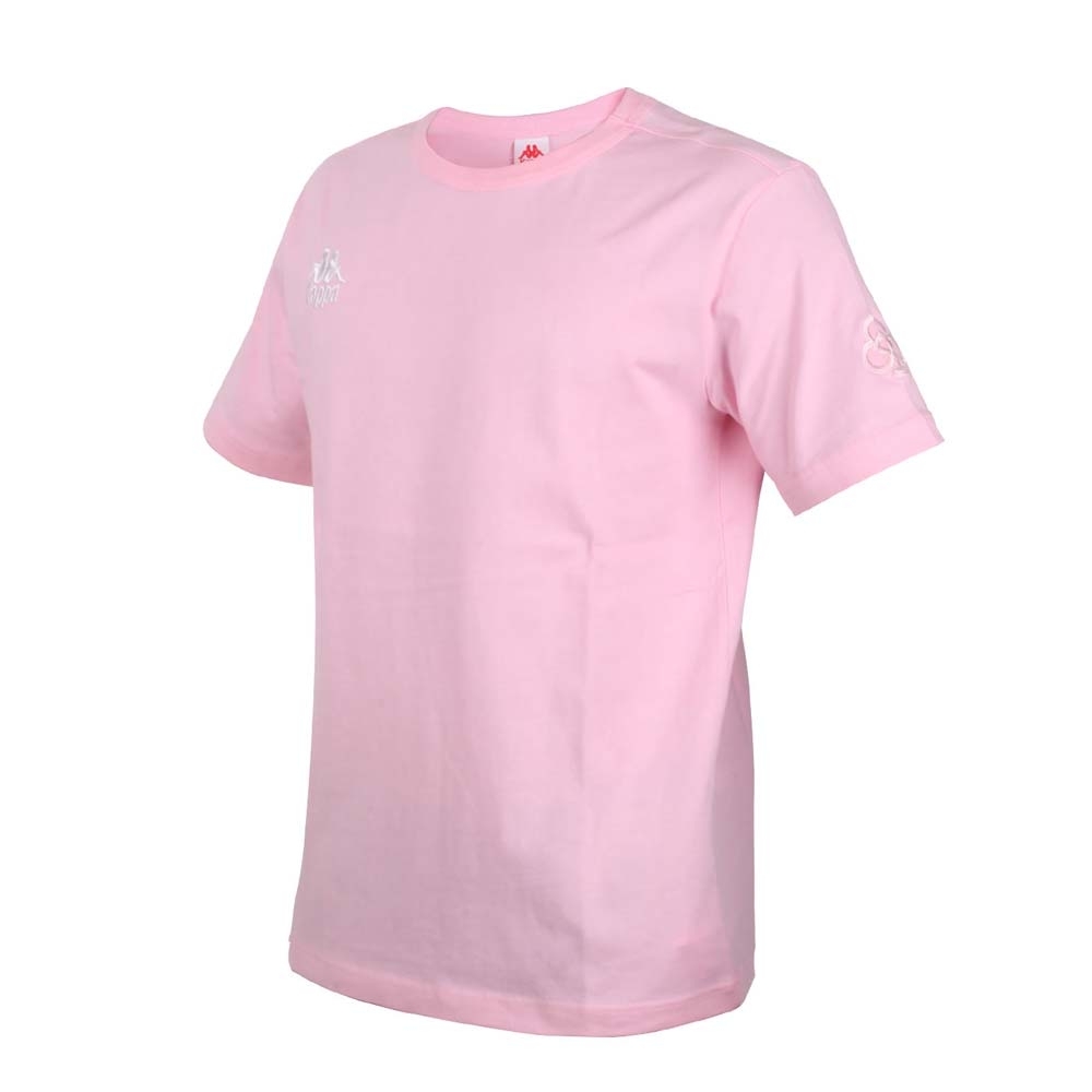 KAPPA DD52聯名男女短袖T恤-限量-菱格世代 純棉 台灣製 休閒上衣 33145BW-765 粉紅白