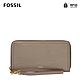 FOSSIL Logan 多層真皮拉鍊RFID防盜長夾-米灰色 SL7831788 product thumbnail 1