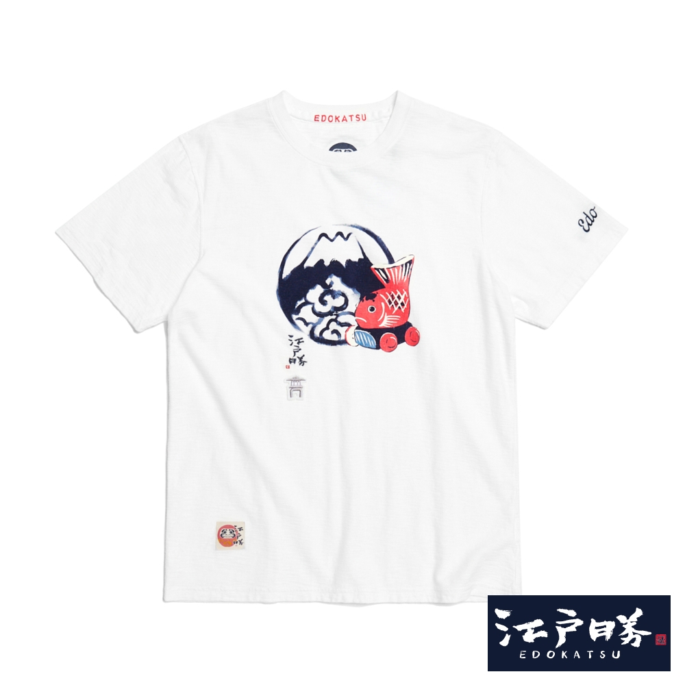 EDOKATSU 江戶勝 鯉魚LOGO短袖T恤-男-米白色