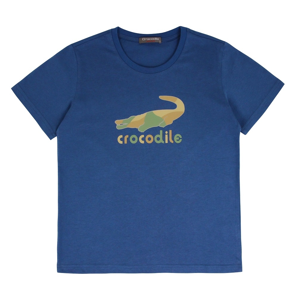 Crocodile Junior小鱷魚童裝- 經典鱷魚拚色印圖T恤 ( C65413-05 大碼款)