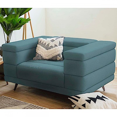 hoi! 可調整頭枕雙扶手單人布沙發-藍綠色 (不含腳凳) (H014280487)