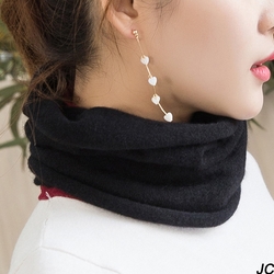 【JC Collection】羊絨針織保暖舒適素面百搭套頭圍巾圍脖(黑、深灰、駝)