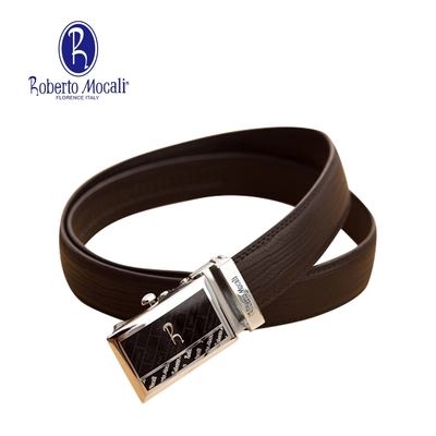 【Roberto Mocali】(RM-7216BKF)自動扣牛皮皮帶