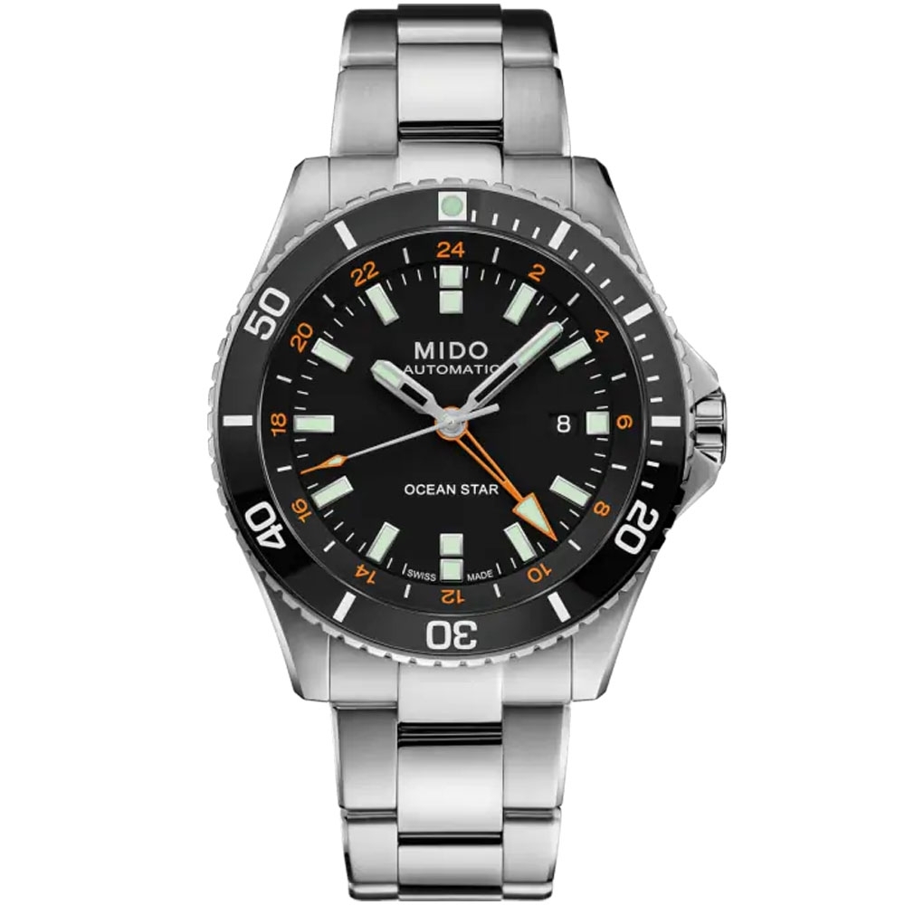 MIDO 美度 Ocean Star 海洋之星80系列兩地時區腕錶-黑-44mm
