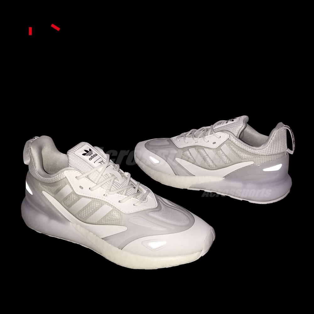 Adidas 休閒鞋ZX 2K Boost 2 0 男鞋白全白反光Boost 緩震愛迪達三葉草 