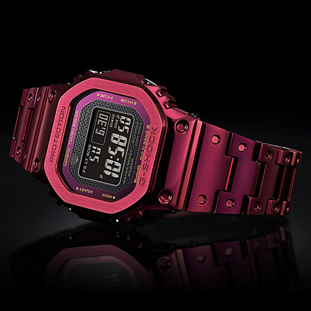 CASIO 卡西歐G-SHOCK 全金屬太陽能電波手錶-酒紅GMW-B5000RD-4 | G