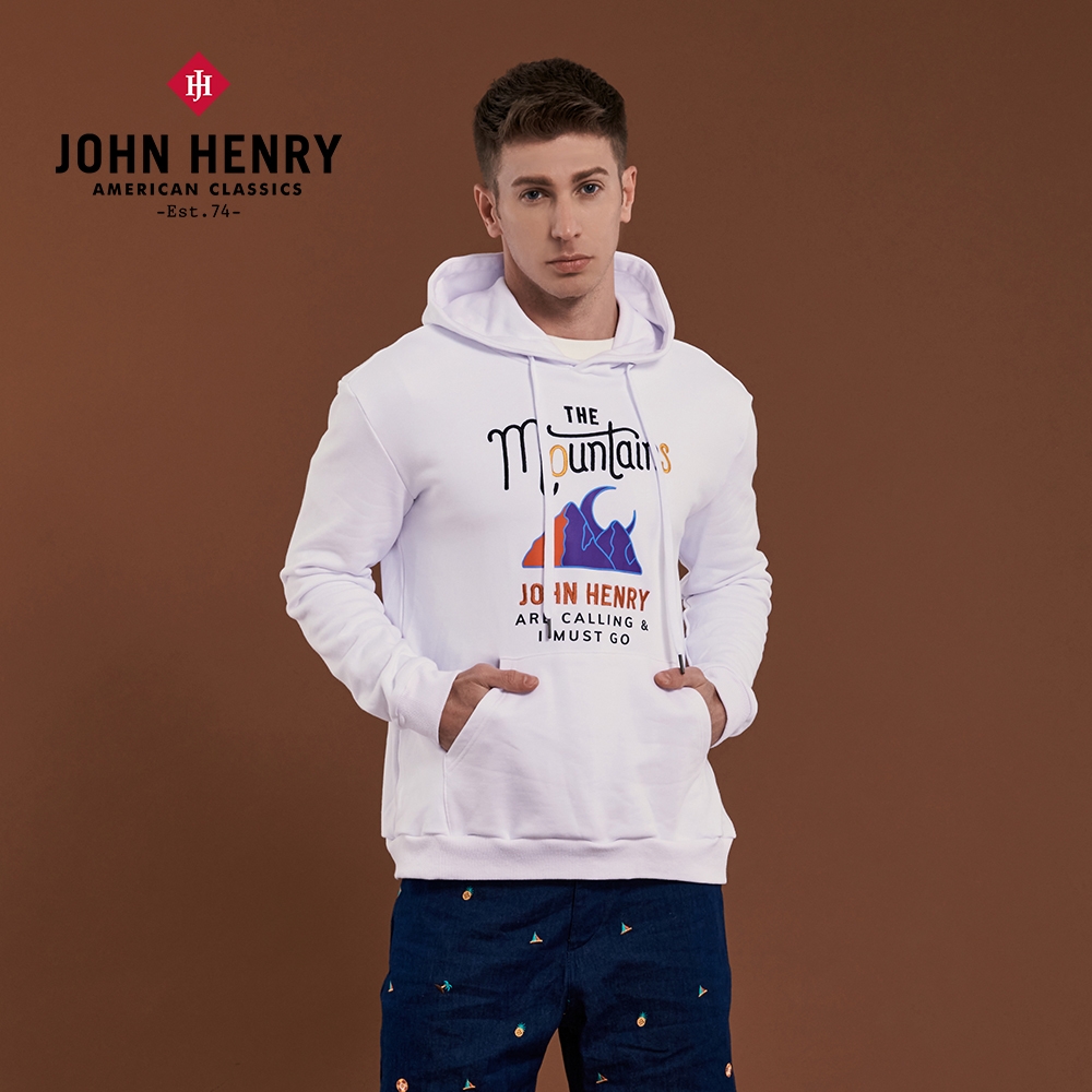 JOHN HENRY 登山刺繡純棉連帽T-兩色