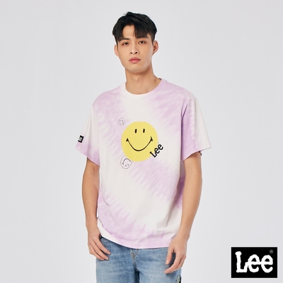 Lee x Smiley 男款 暈染短袖圓領T恤 薰衣紫