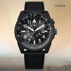 CITIZEN 星辰 光動能 航空計算尺 兩地時間 潮男腕錶-黑色42.5mm (BJ7135-02E 防水200米)