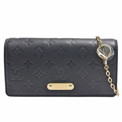 LV M46919 Wallet On Chain Lily Empreinte壓花皮革斜背包(黑色)