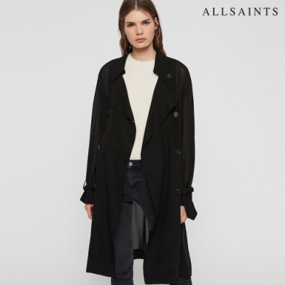 ALLSAINTS BRIA 素面排釦繫帶風衣外套