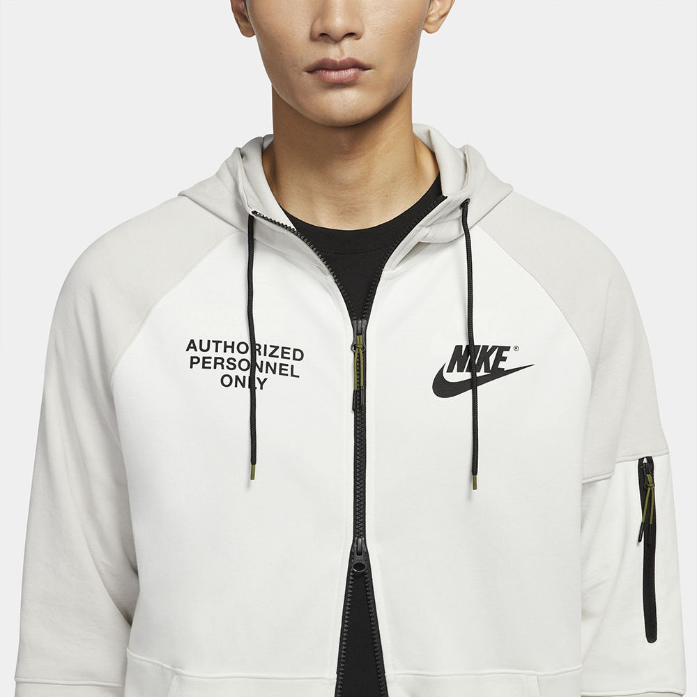 Nike AS M NSW FLC FZ TOP GX AP [DM6549-072] 男連帽外套運動休閒白黑 