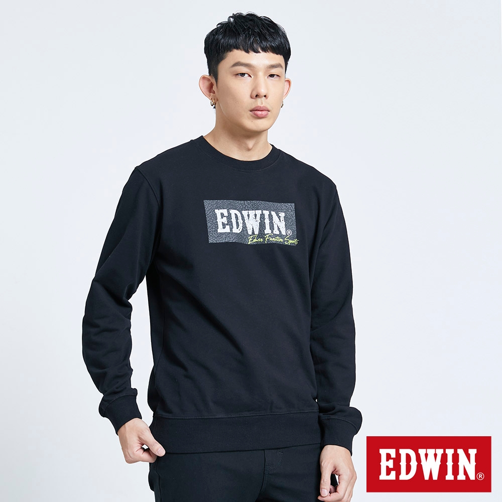 EDWIN EFS 爆裂紋LOGO衛衣-男-黑色