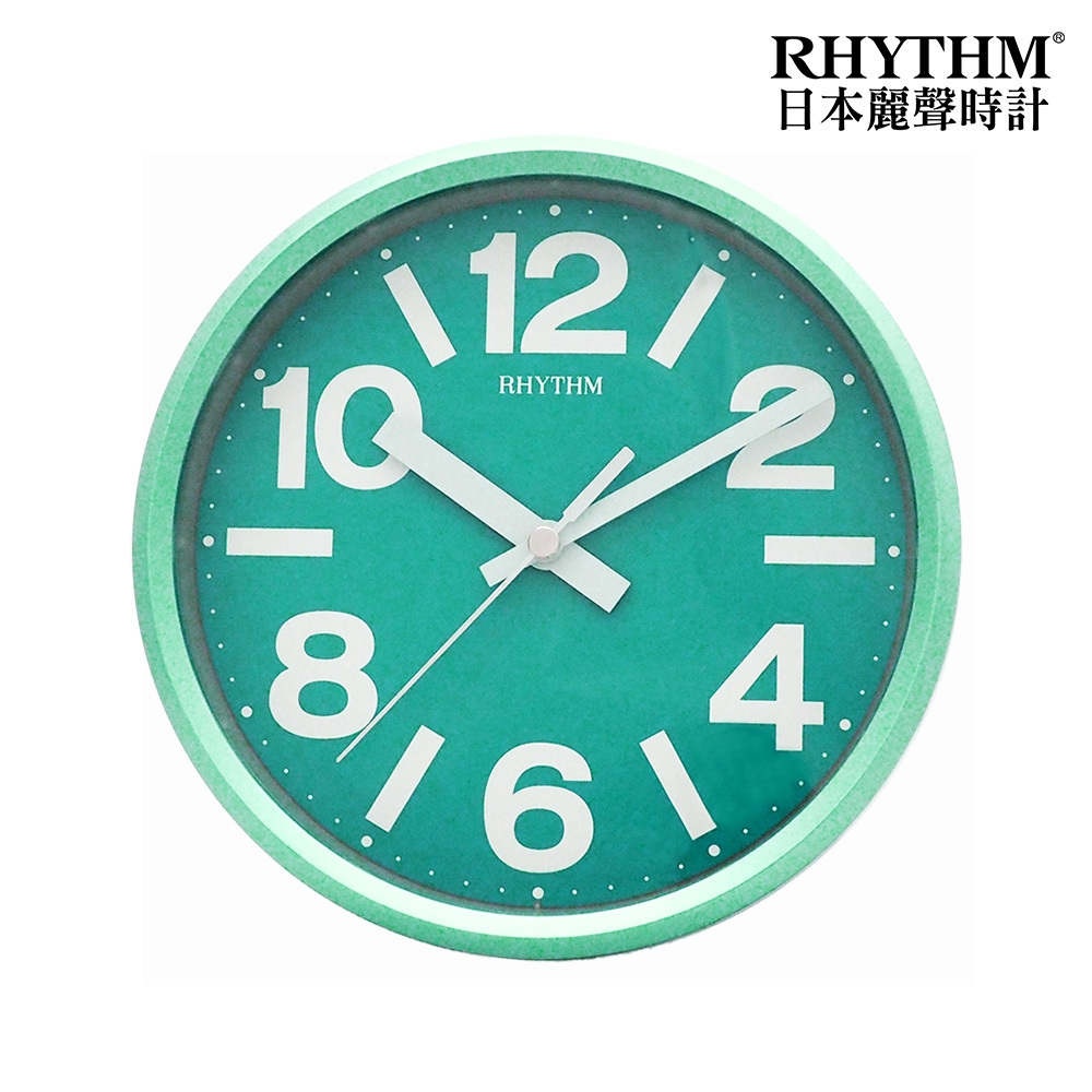 RHYTHM日本麗聲 粉彩風格座掛兩用靜音時鐘-草綠/18cm