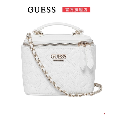 GUESS-經典縫線紋肩背包-白