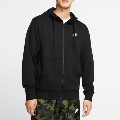 NIKE 外套 男款 連帽外套 運動 AS M NSW CLUB HOODIE FZ FT 黑 BV2649-010