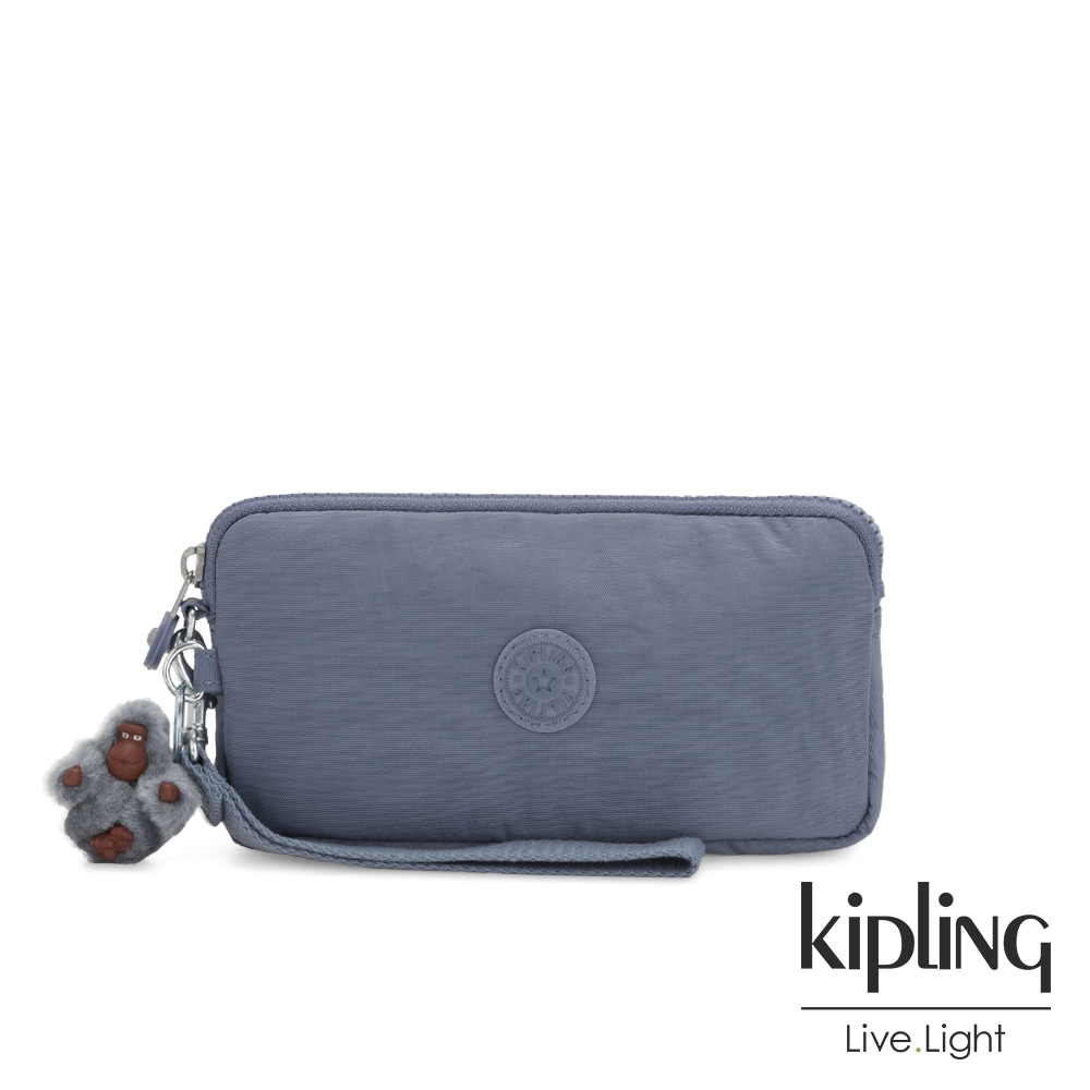 Kipling 沉穩霧藍色手拿包-LOWIE